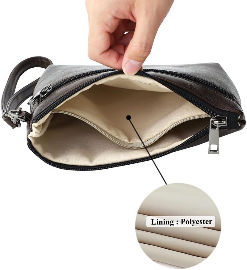 BBORGDC Small Wristlet Wallets for Women, Zip Clutch Bag with Wristlet Pouch, 3-Zipper Original Design - Image 3